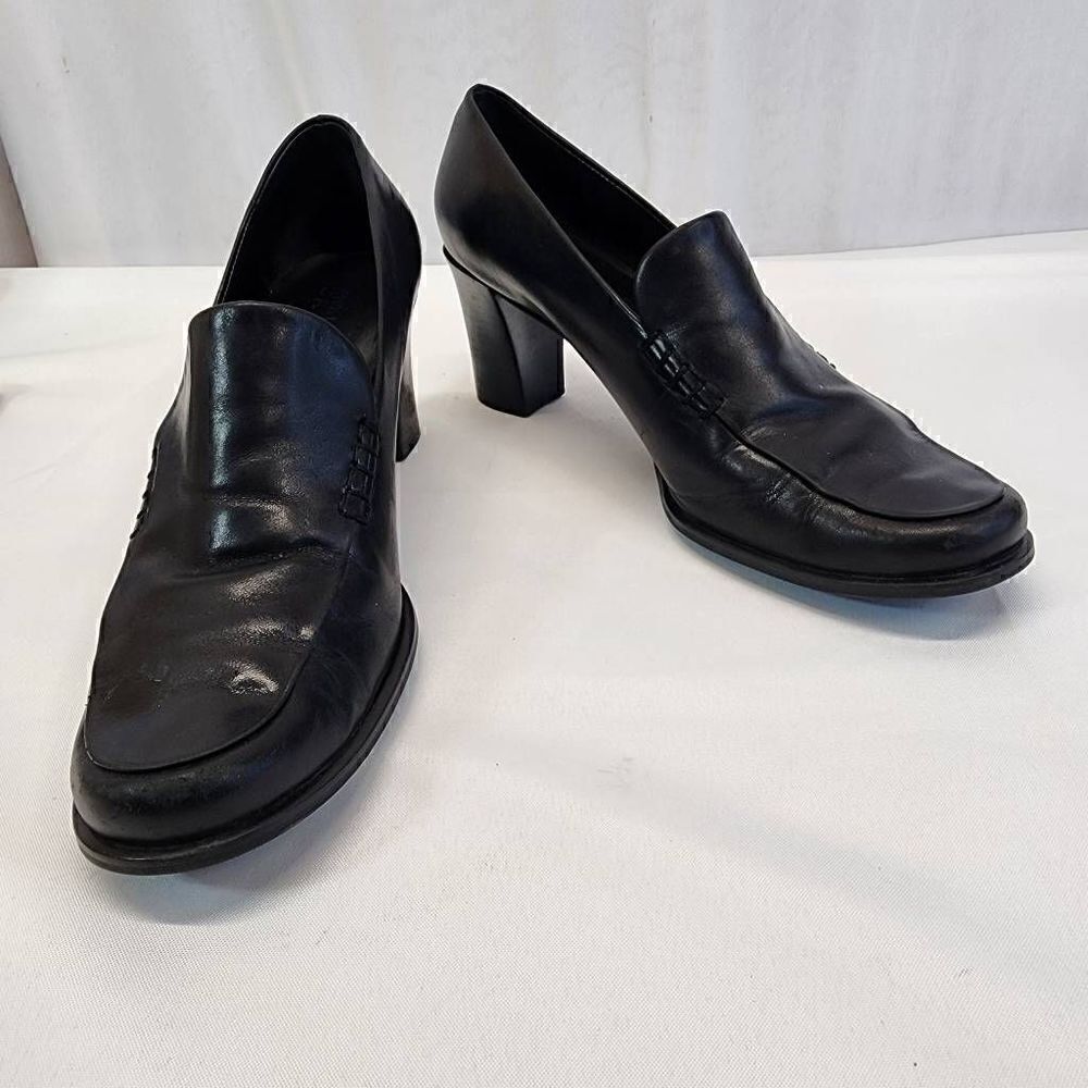 Franco Sarto Womens Nolan Tailored Loafers Black Heels Size 9.5 - Picture 2 of 10